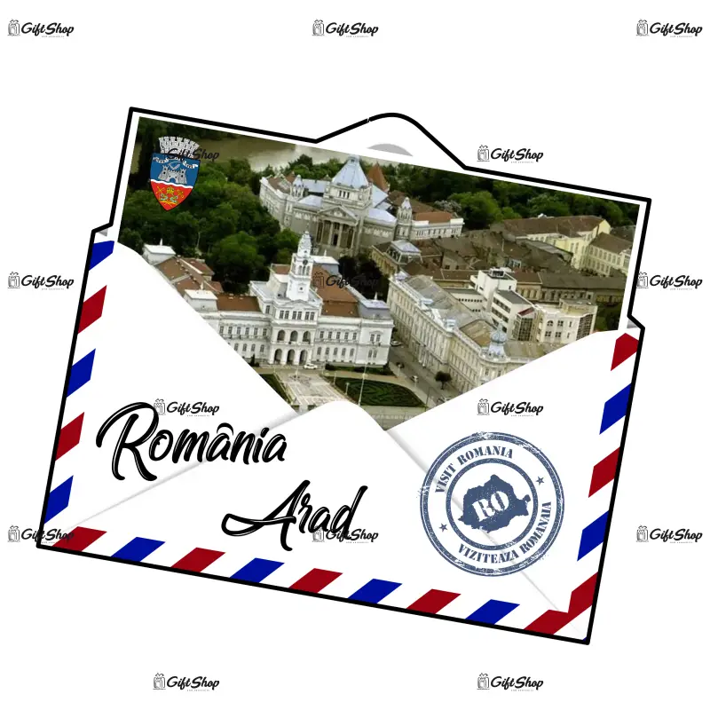 Arad romania, plic, magnet frigider mgs097